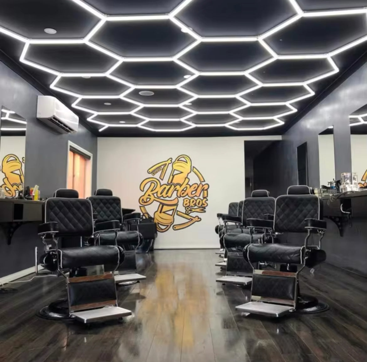 Pro Hair Salon Barbershop Lighting Hexagon Led Ceiling Light, Honeycomb Led Tube Lights for Gym Garage Illumination