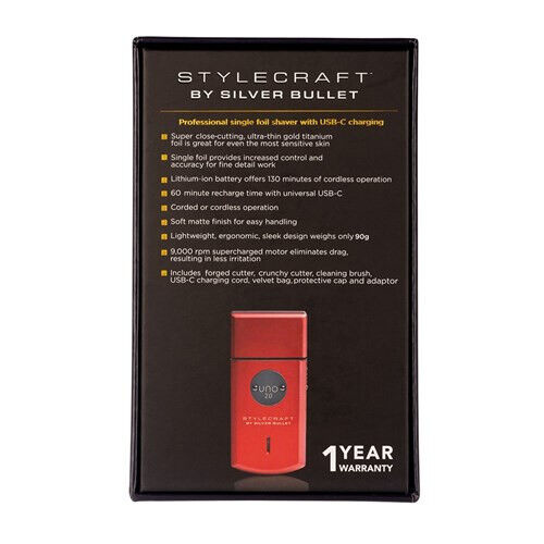 STYLECRAFT BY SILVER BULLET UNO SINGLE FOIL SHAVER RED