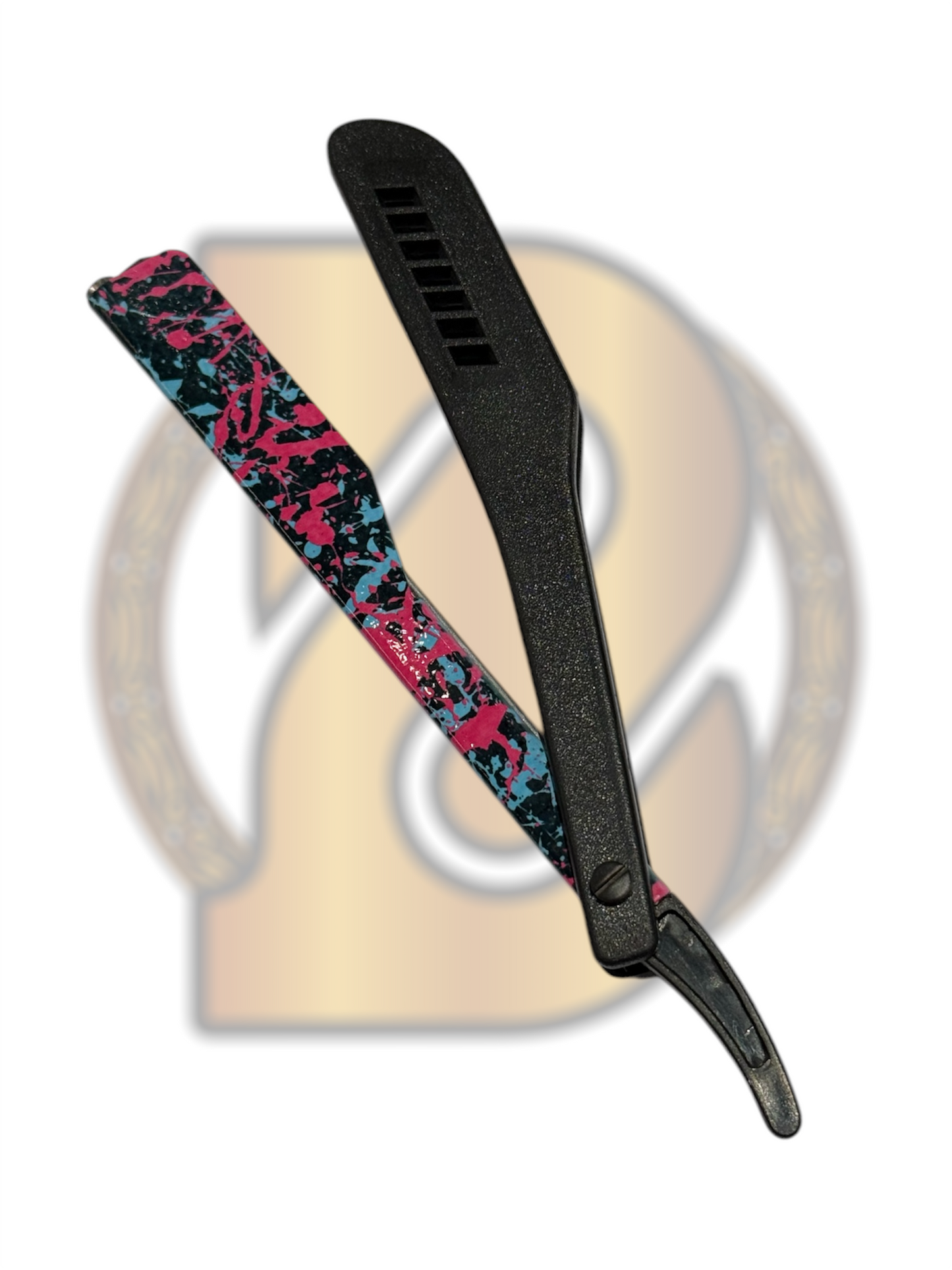 HAIR BENDERS BLACK PAINT SPLASH STRAIGHT RAZOR