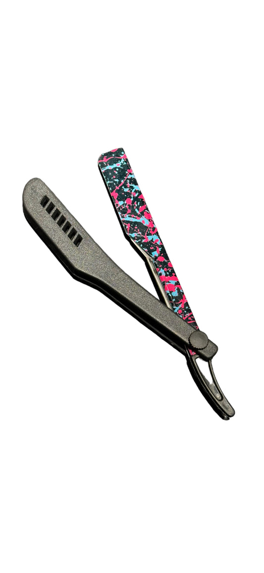 BLACK PAINT SPLASH STRAIGHT RAZOR FOR DISPOSABLE BLADES